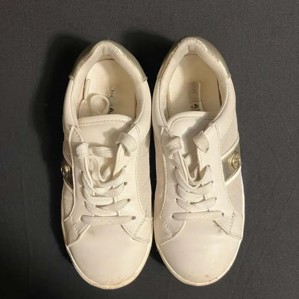 Michael Kors Girls White and Gold Logo Detail Sneakers kids size 13